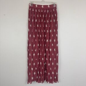 Vintage Cambridge Country Store Star Print Crinkle Maxi Skirt Western Rodeo M